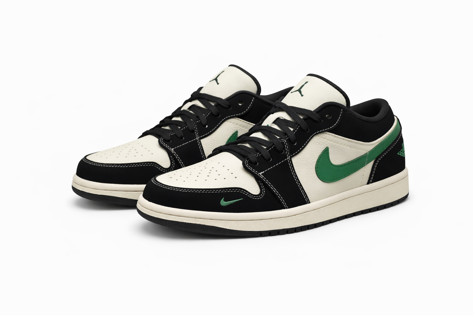 Nike Air Jordan 1 Low “Black / Off-White / Green” - Image 2